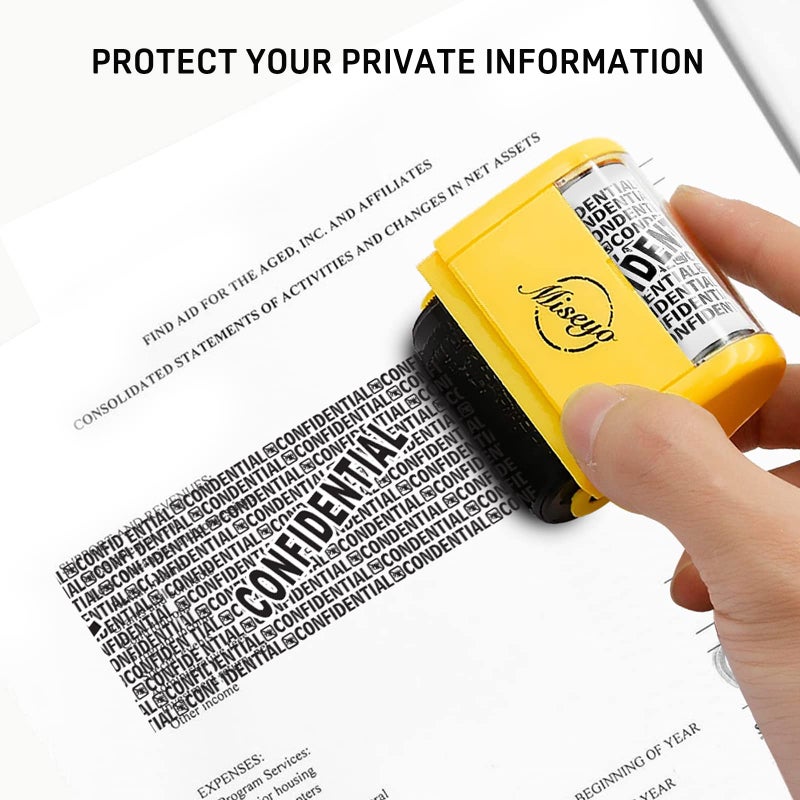 Miseyo Wide Roller Stamp Identity Theft Stamp 1.5 Inch Perfect for Privacy Protection - Yellow - Image 4